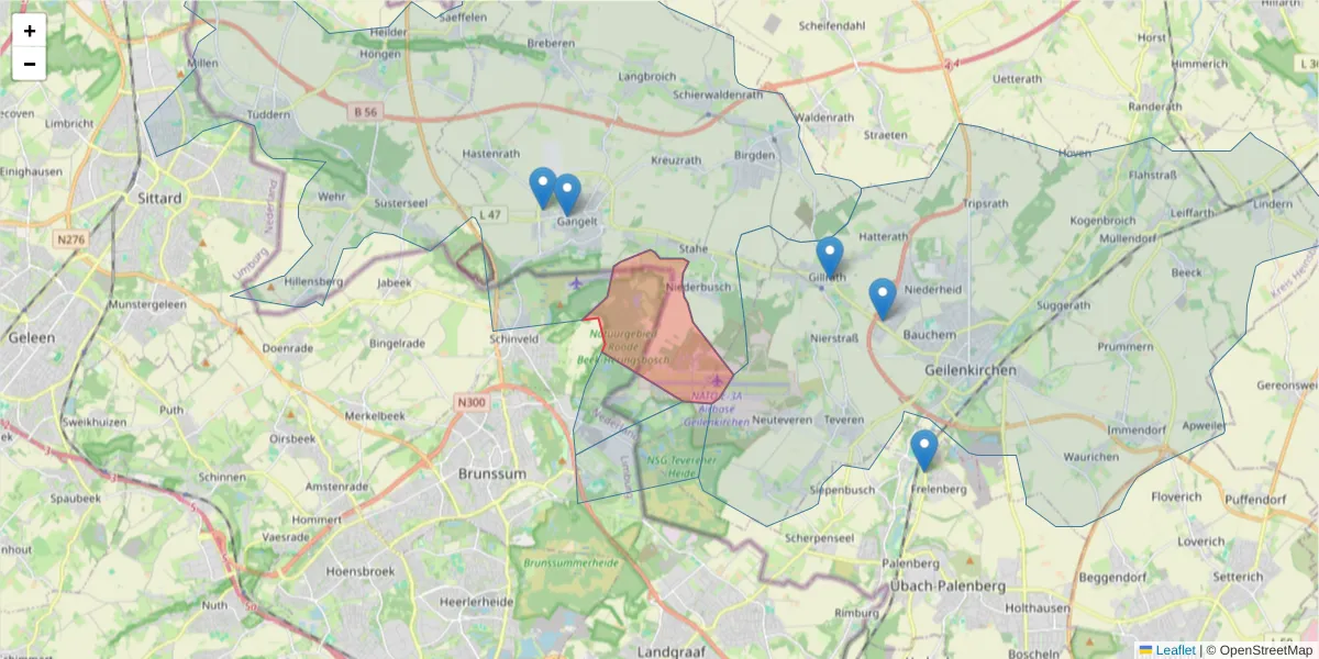 Karte des Postleitzahlen Bereichs  und der umliegenden Postleitzahlen in Deutschland