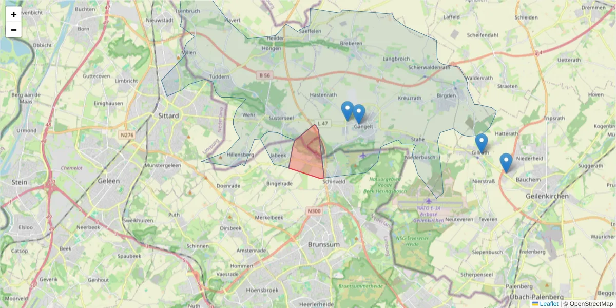 Karte des Postleitzahlen Bereichs  und der umliegenden Postleitzahlen in Deutschland