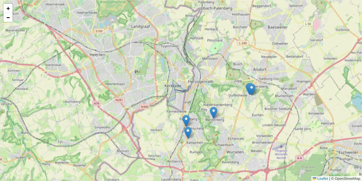 Karte des Postleitzahlen Bereichs  und der umliegenden Postleitzahlen in Deutschland