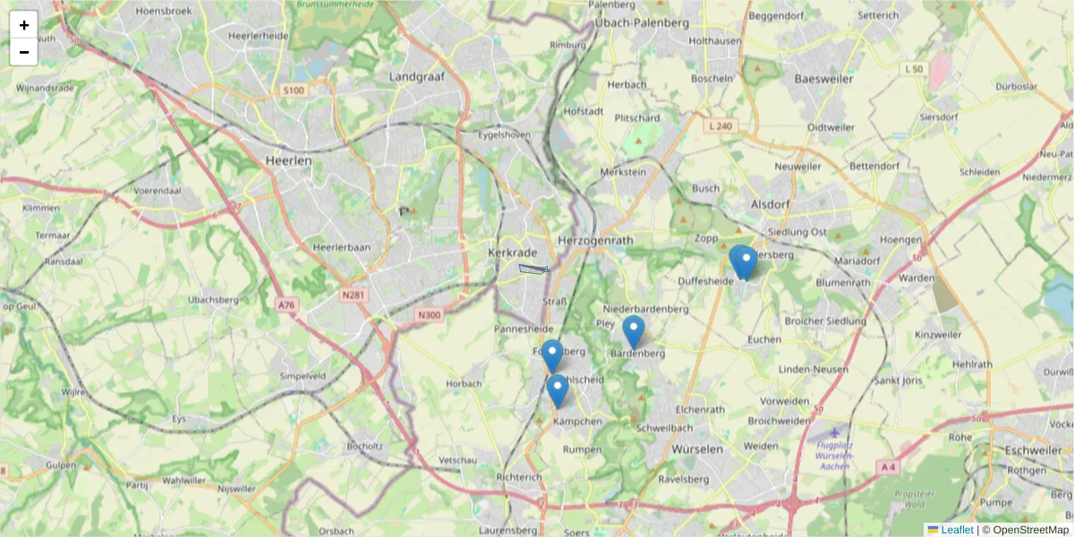 Karte des Postleitzahlen Bereichs  und der umliegenden Postleitzahlen in Deutschland