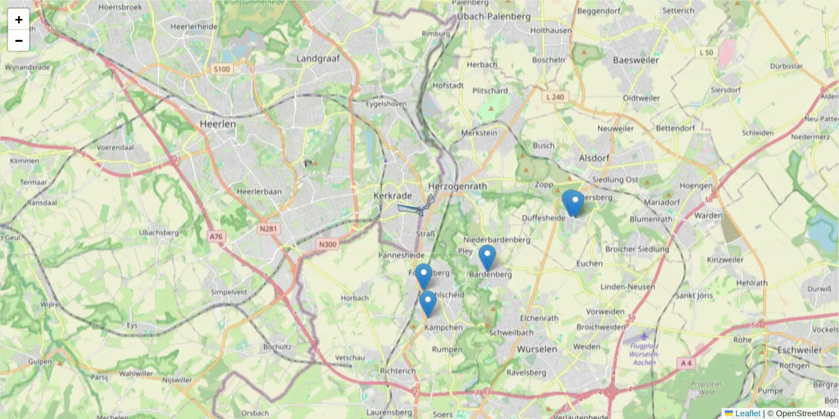 Karte des Postleitzahlen Bereichs  und der umliegenden Postleitzahlen in Deutschland