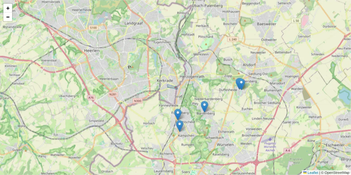 Karte des Postleitzahlen Bereichs  und der umliegenden Postleitzahlen in Deutschland