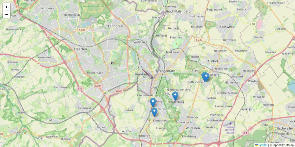 Karte des Postleitzahlen Bereichs  und der umliegenden Postleitzahlen in Deutschland