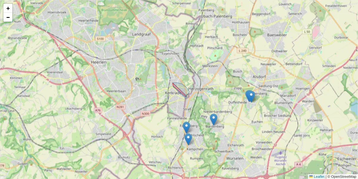 Karte des Postleitzahlen Bereichs  und der umliegenden Postleitzahlen in Deutschland
