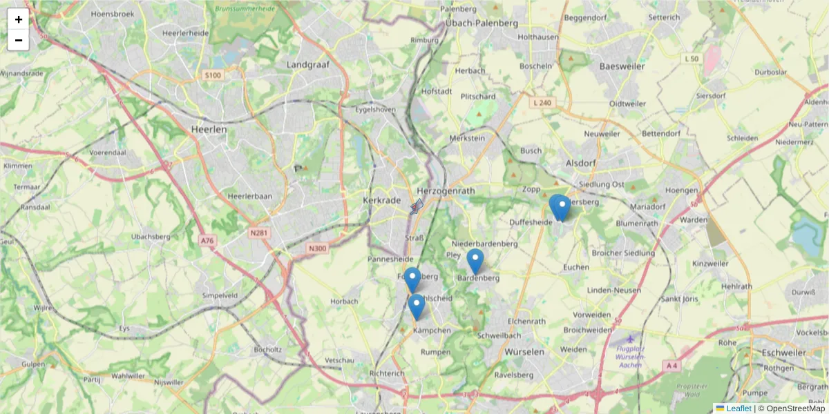 Karte des Postleitzahlen Bereichs  und der umliegenden Postleitzahlen in Deutschland