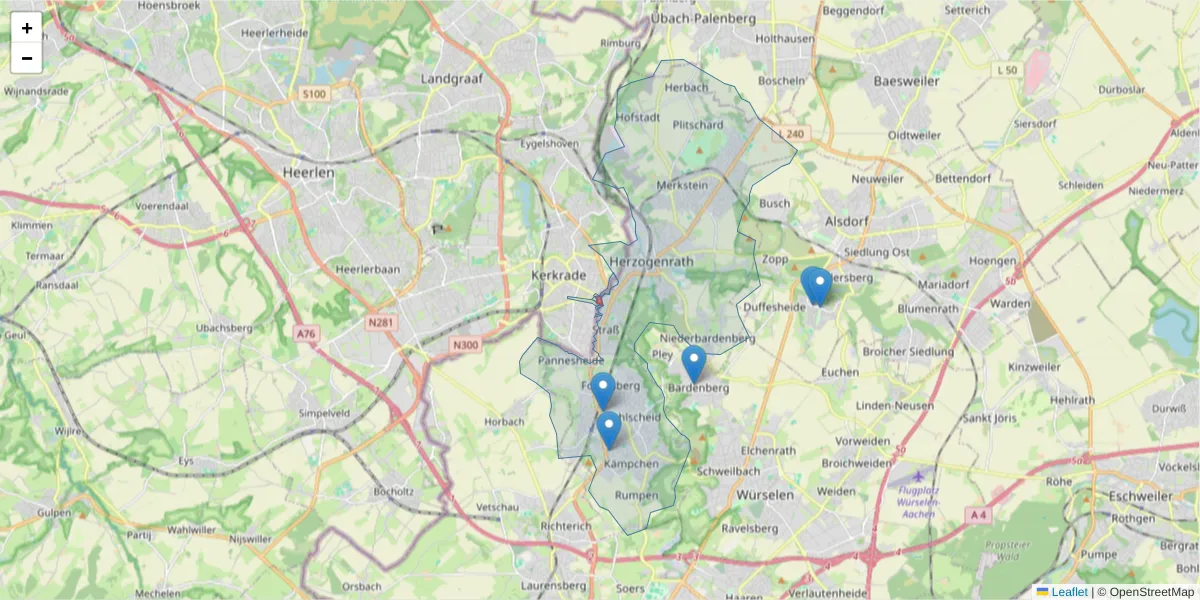 Karte des Postleitzahlen Bereichs  und der umliegenden Postleitzahlen in Deutschland