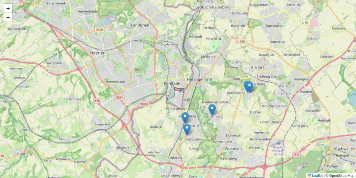 Karte des Postleitzahlen Bereichs  und der umliegenden Postleitzahlen in Deutschland