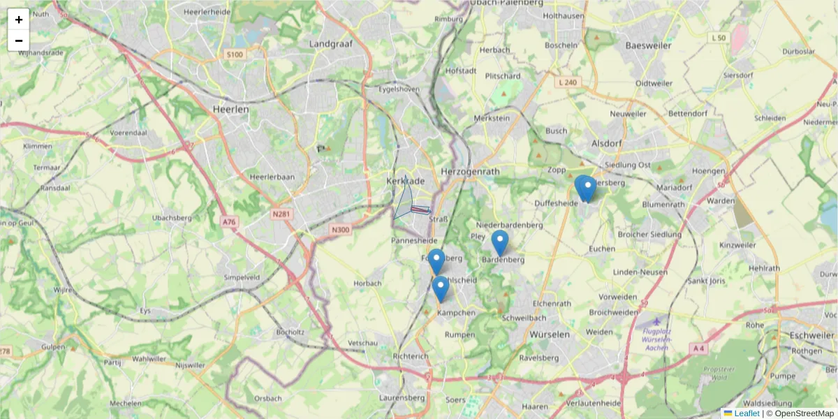 Karte des Postleitzahlen Bereichs  und der umliegenden Postleitzahlen in Deutschland