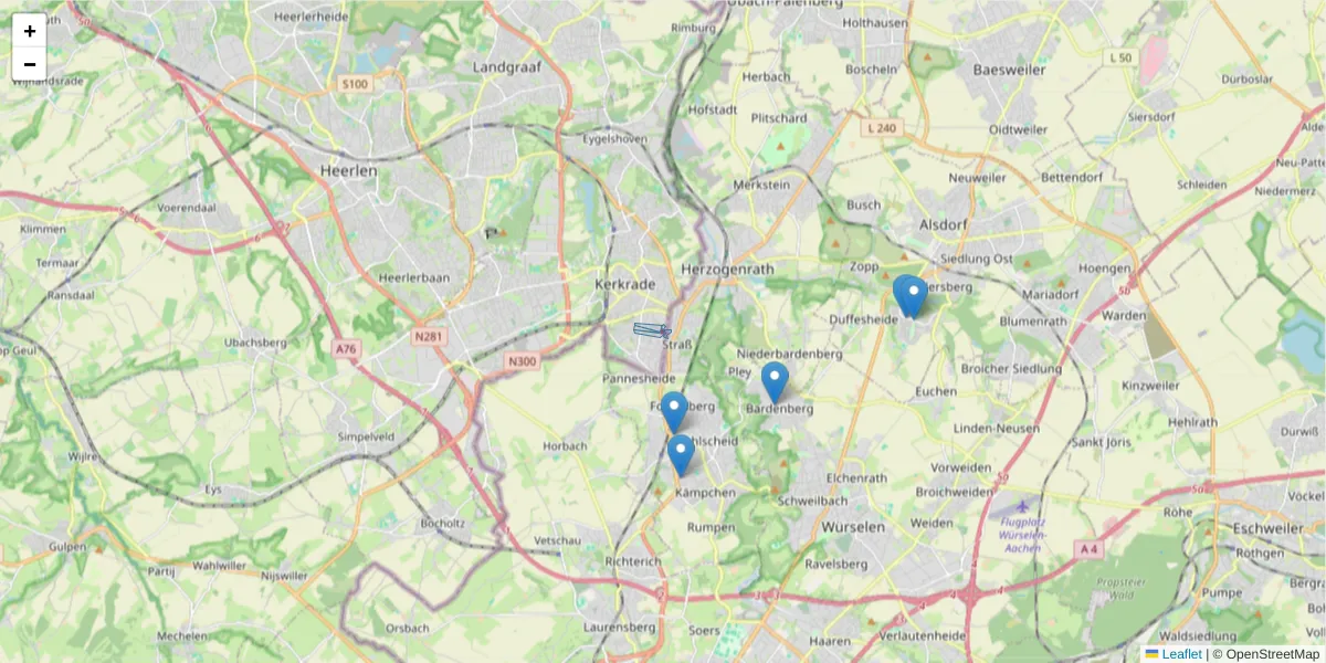 Karte des Postleitzahlen Bereichs  und der umliegenden Postleitzahlen in Deutschland