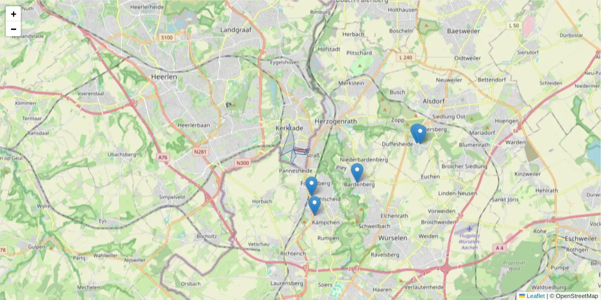 Karte des Postleitzahlen Bereichs  und der umliegenden Postleitzahlen in Deutschland