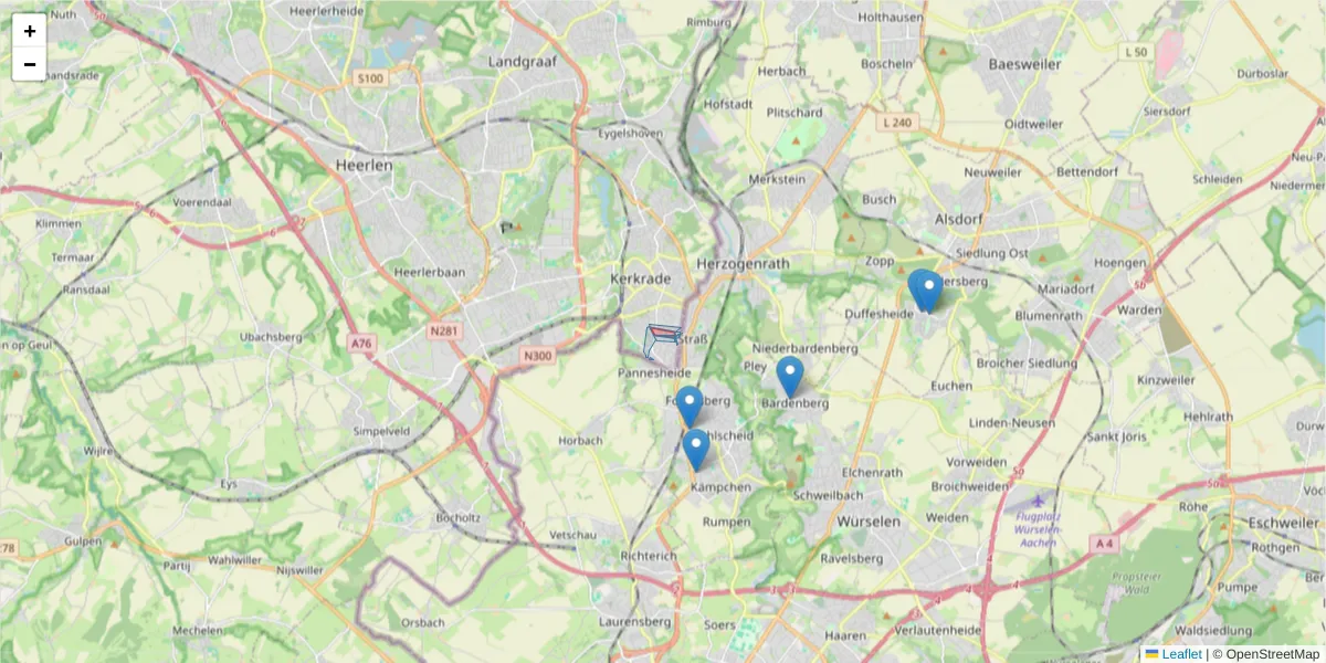 Karte des Postleitzahlen Bereichs  und der umliegenden Postleitzahlen in Deutschland