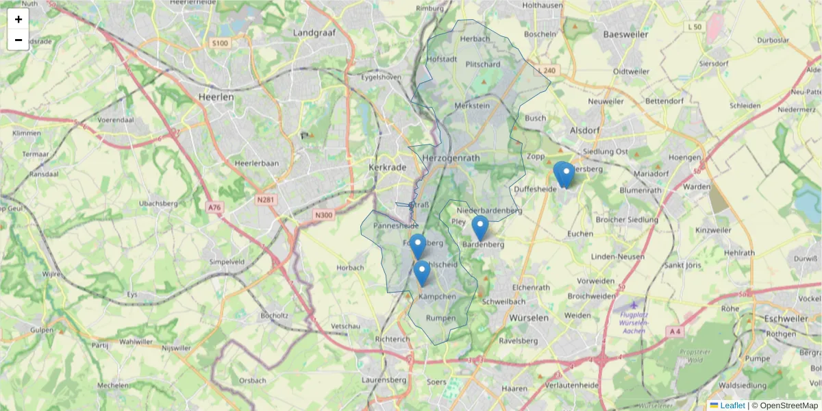 Karte des Postleitzahlen Bereichs  und der umliegenden Postleitzahlen in Deutschland