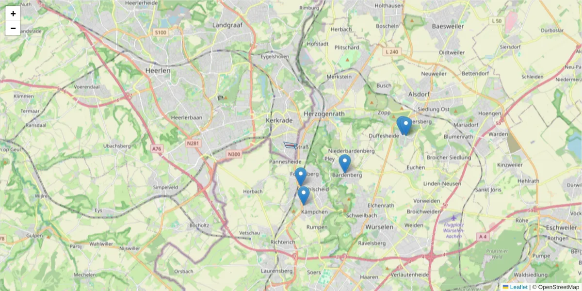 Karte des Postleitzahlen Bereichs  und der umliegenden Postleitzahlen in Deutschland