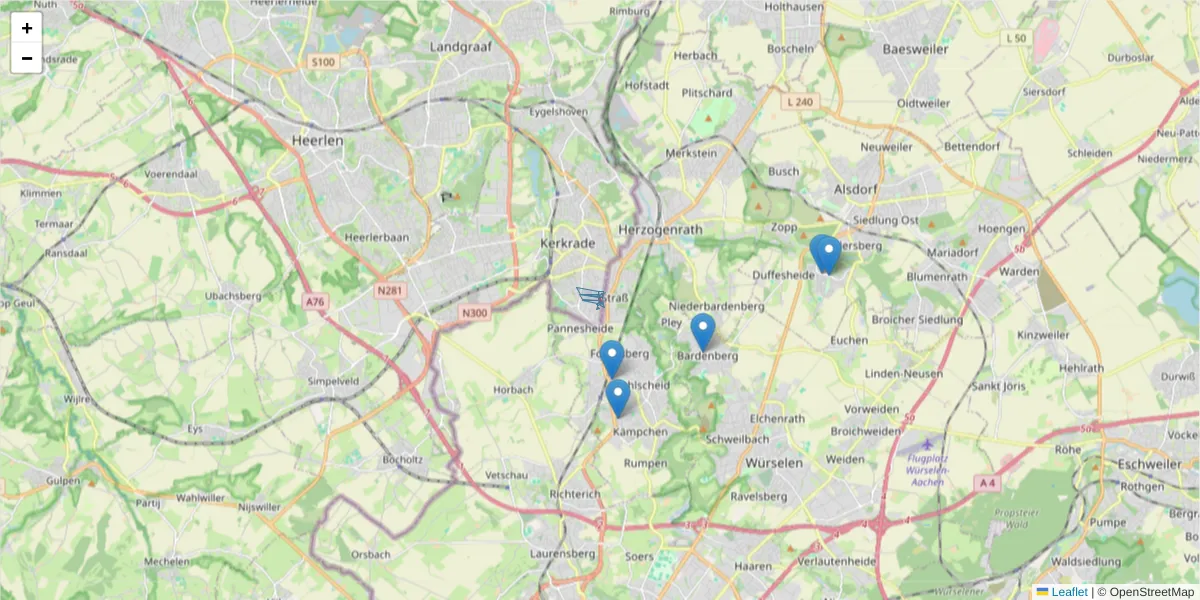 Karte des Postleitzahlen Bereichs  und der umliegenden Postleitzahlen in Deutschland