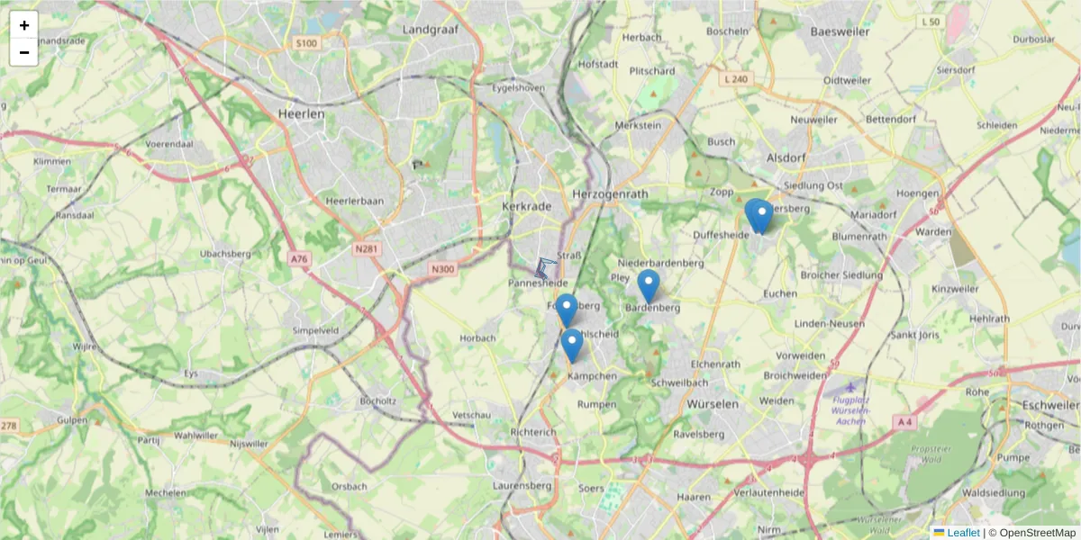 Karte des Postleitzahlen Bereichs  und der umliegenden Postleitzahlen in Deutschland