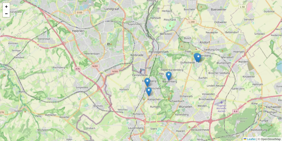Karte des Postleitzahlen Bereichs  und der umliegenden Postleitzahlen in Deutschland
