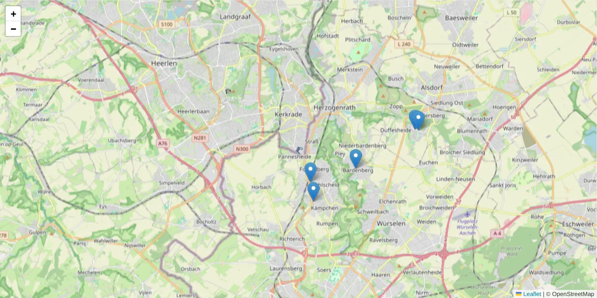 Karte des Postleitzahlen Bereichs  und der umliegenden Postleitzahlen in Deutschland