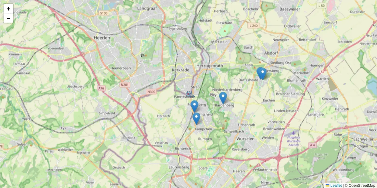 Karte des Postleitzahlen Bereichs  und der umliegenden Postleitzahlen in Deutschland