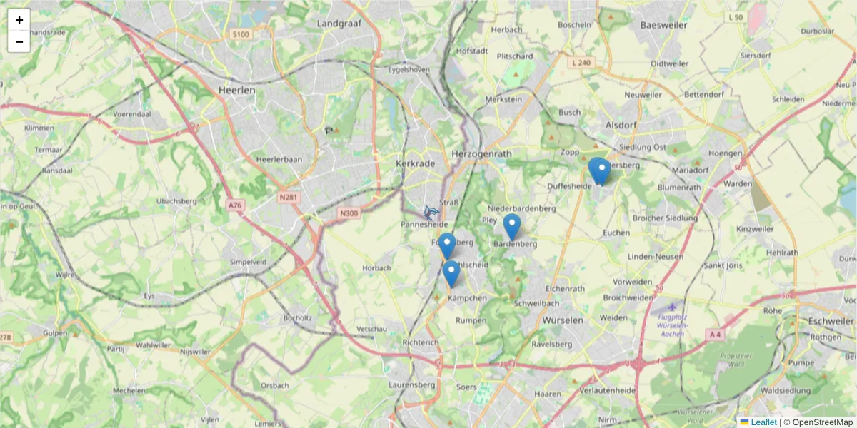 Karte des Postleitzahlen Bereichs  und der umliegenden Postleitzahlen in Deutschland