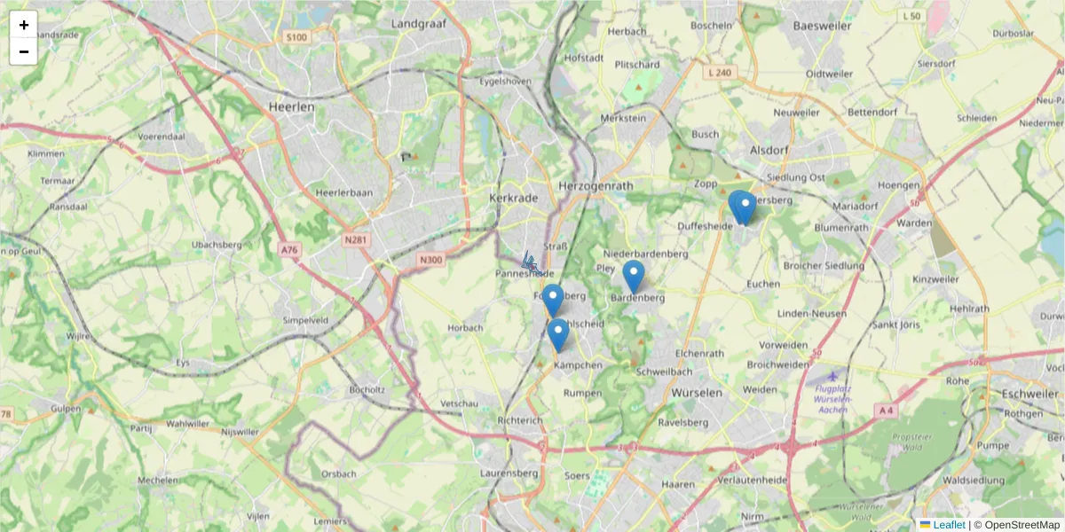 Karte des Postleitzahlen Bereichs  und der umliegenden Postleitzahlen in Deutschland