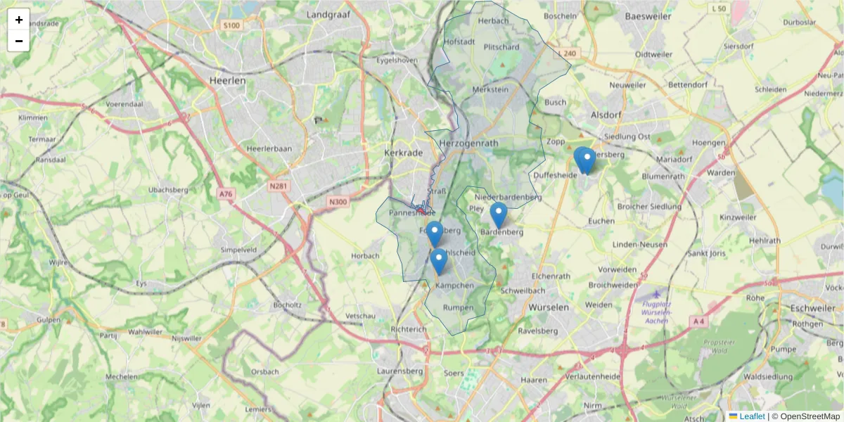Karte des Postleitzahlen Bereichs  und der umliegenden Postleitzahlen in Deutschland