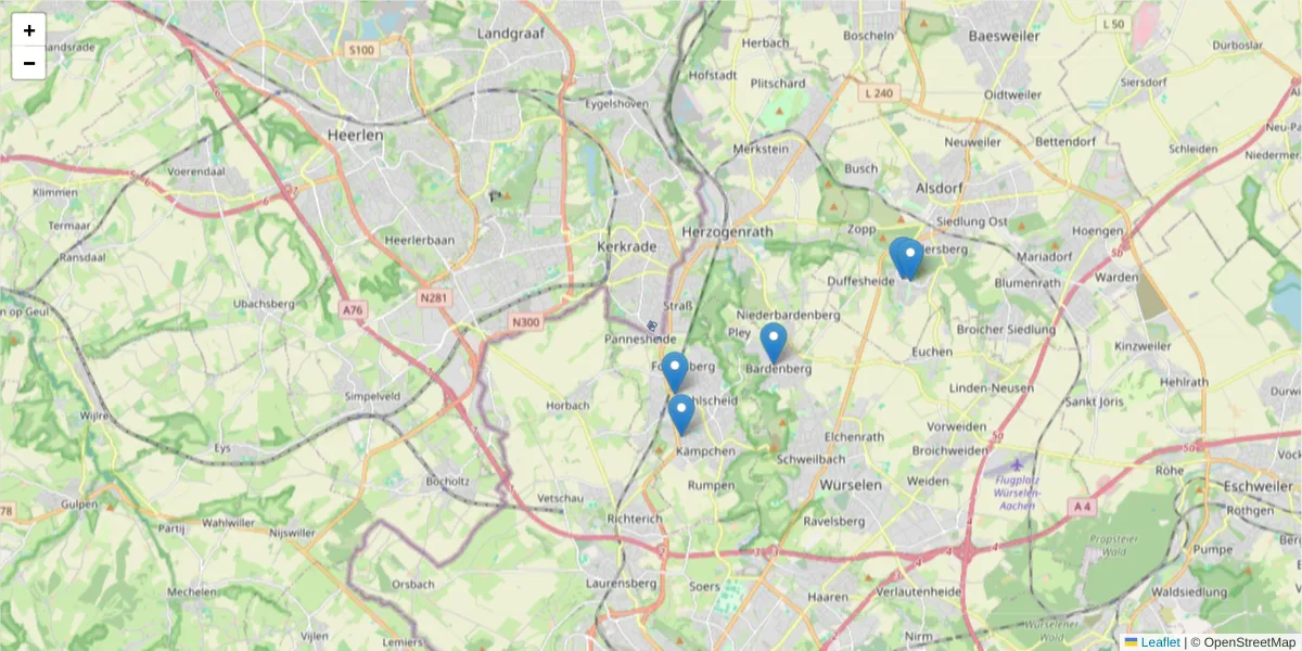Karte des Postleitzahlen Bereichs  und der umliegenden Postleitzahlen in Deutschland