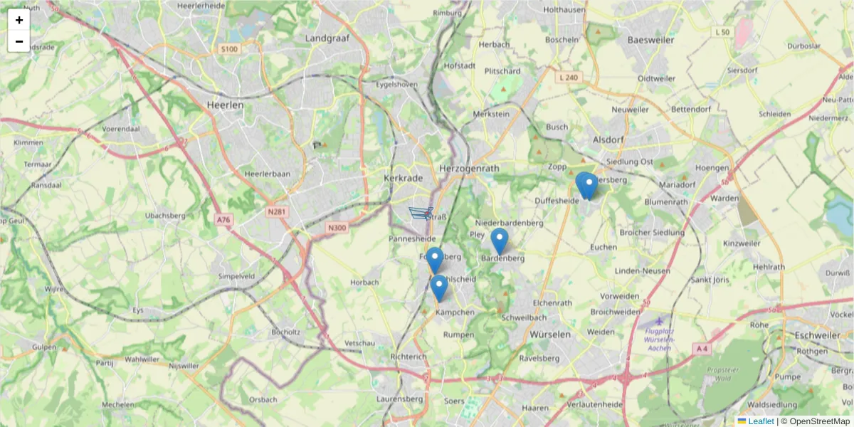 Karte des Postleitzahlen Bereichs  und der umliegenden Postleitzahlen in Deutschland