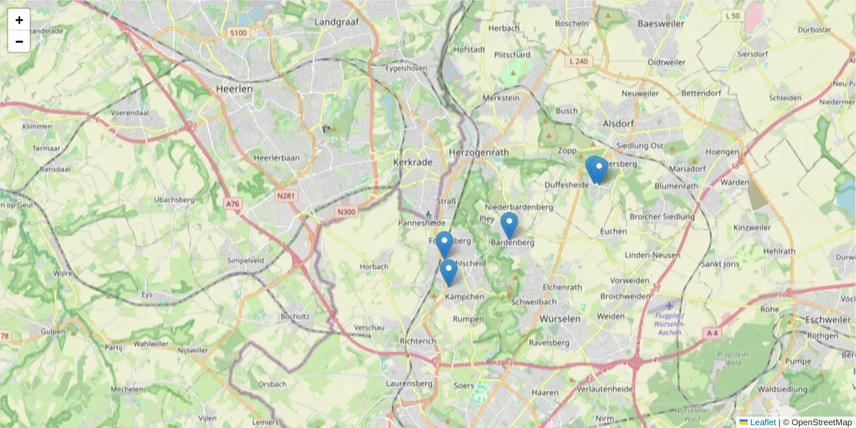 Karte des Postleitzahlen Bereichs  und der umliegenden Postleitzahlen in Deutschland