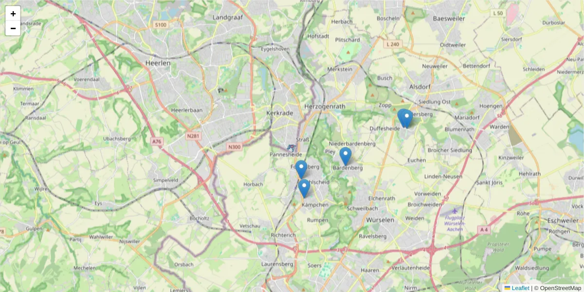 Karte des Postleitzahlen Bereichs  und der umliegenden Postleitzahlen in Deutschland