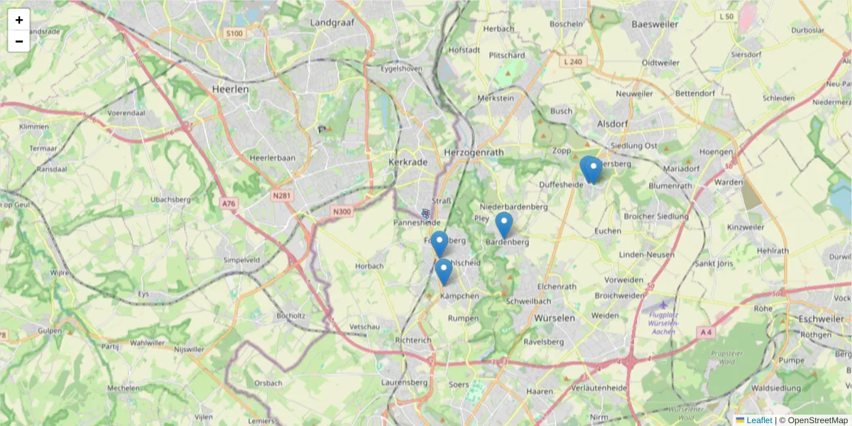 Karte des Postleitzahlen Bereichs  und der umliegenden Postleitzahlen in Deutschland