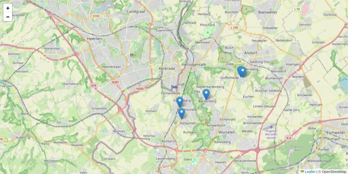 Karte des Postleitzahlen Bereichs  und der umliegenden Postleitzahlen in Deutschland