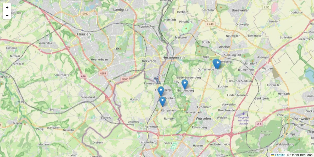 Karte des Postleitzahlen Bereichs  und der umliegenden Postleitzahlen in Deutschland