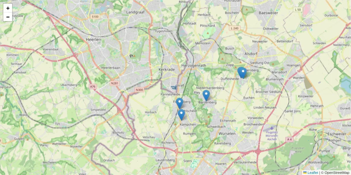 Karte des Postleitzahlen Bereichs  und der umliegenden Postleitzahlen in Deutschland