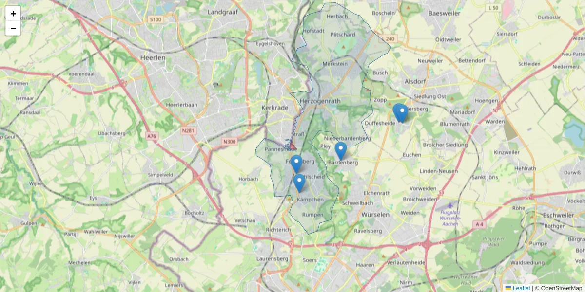 Karte des Postleitzahlen Bereichs  und der umliegenden Postleitzahlen in Deutschland