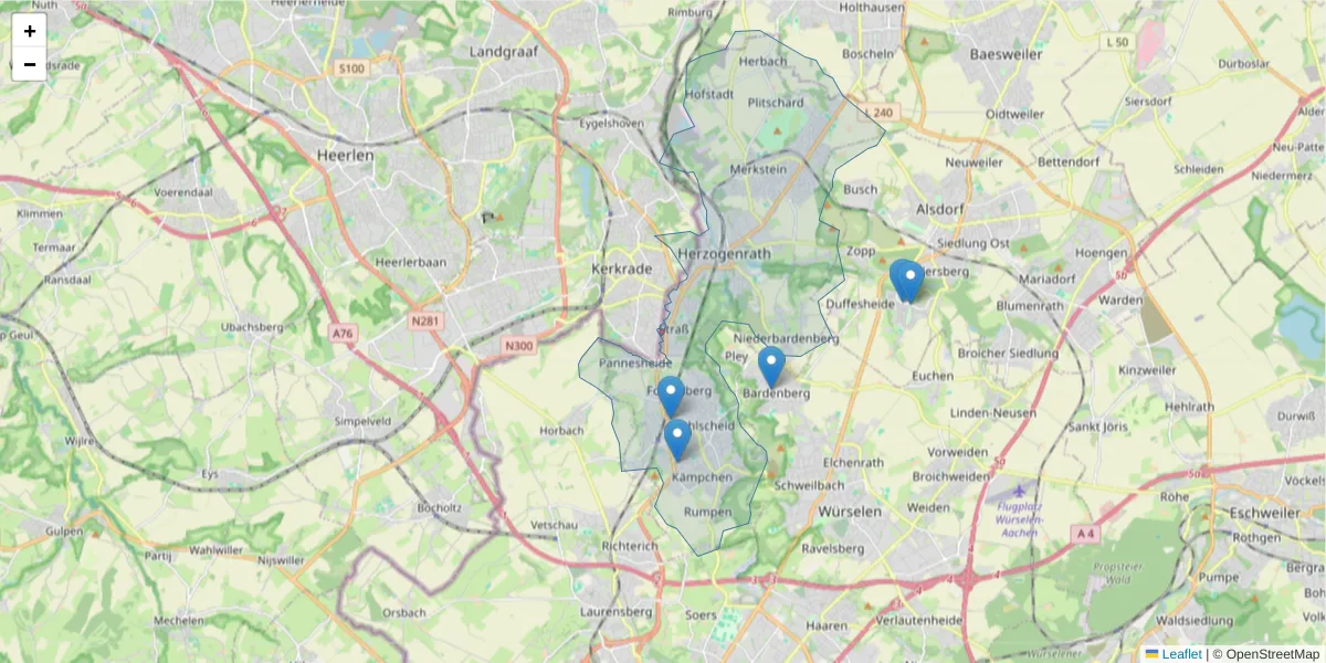 Karte des Postleitzahlen Bereichs  und der umliegenden Postleitzahlen in Deutschland