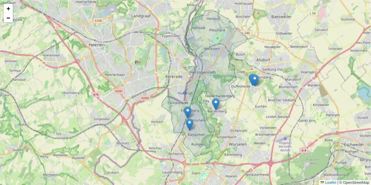 Karte des Postleitzahlen Bereichs  und der umliegenden Postleitzahlen in Deutschland