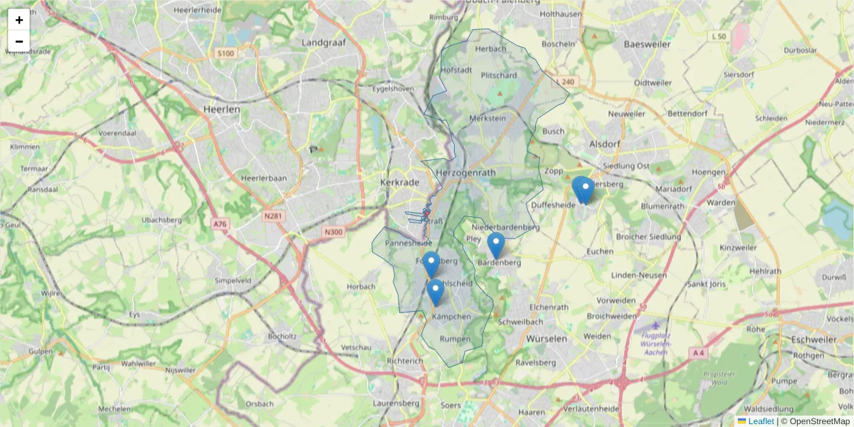 Karte des Postleitzahlen Bereichs  und der umliegenden Postleitzahlen in Deutschland