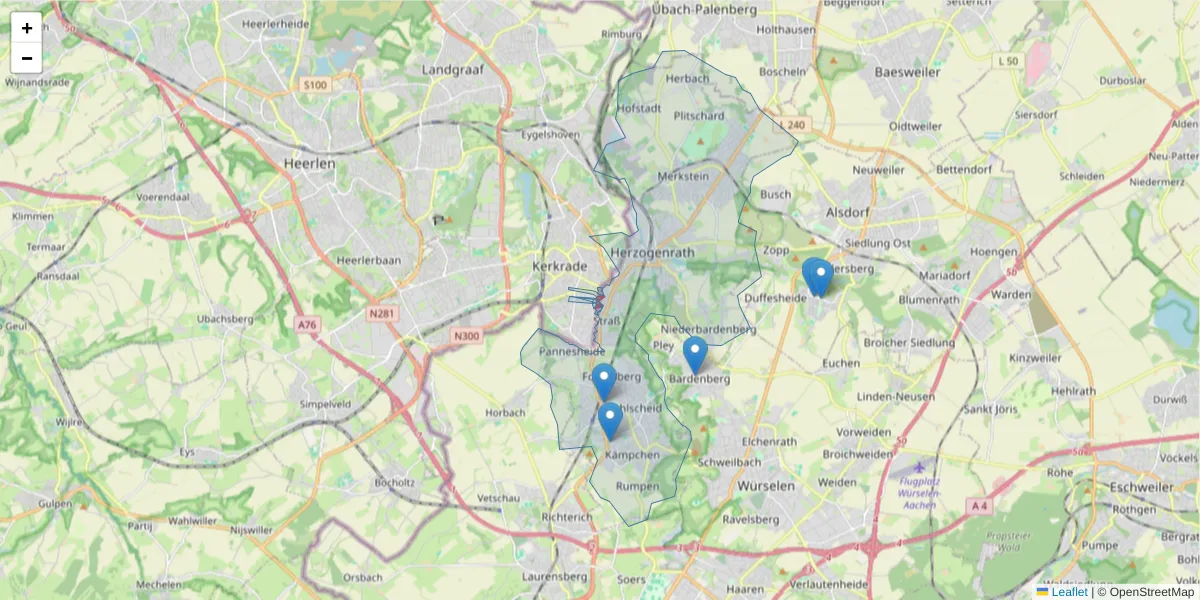 Karte des Postleitzahlen Bereichs  und der umliegenden Postleitzahlen in Deutschland