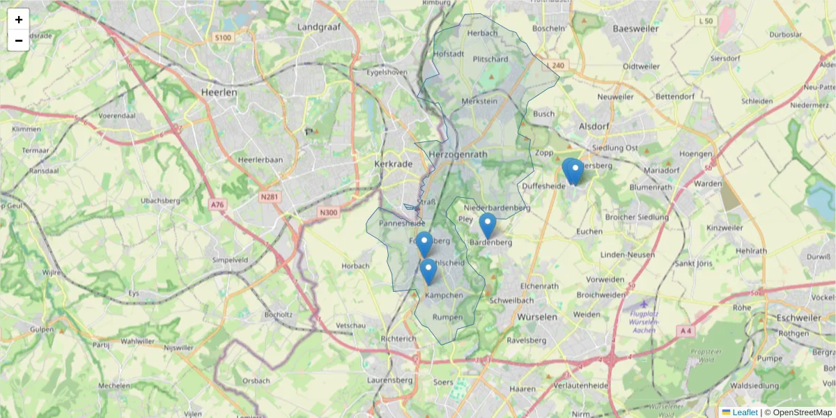 Karte des Postleitzahlen Bereichs  und der umliegenden Postleitzahlen in Deutschland
