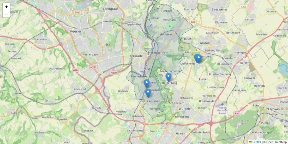 Karte des Postleitzahlen Bereichs  und der umliegenden Postleitzahlen in Deutschland