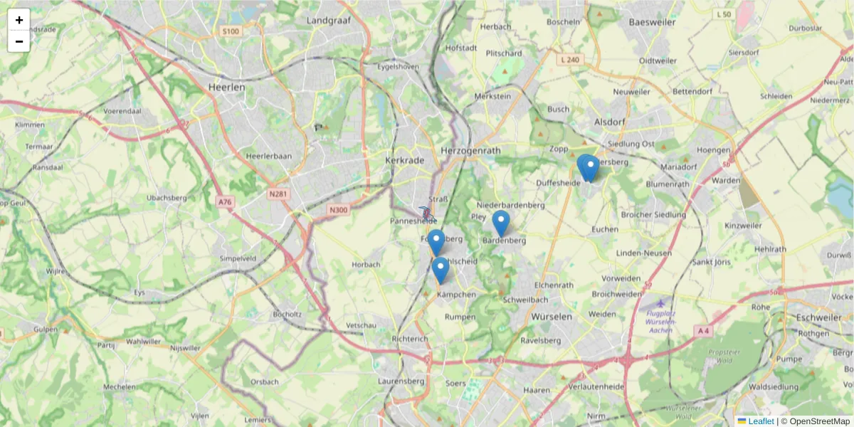 Karte des Postleitzahlen Bereichs  und der umliegenden Postleitzahlen in Deutschland