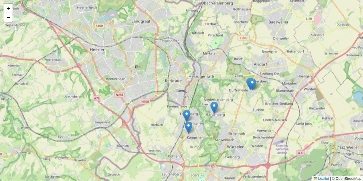 Karte des Postleitzahlen Bereichs  und der umliegenden Postleitzahlen in Deutschland