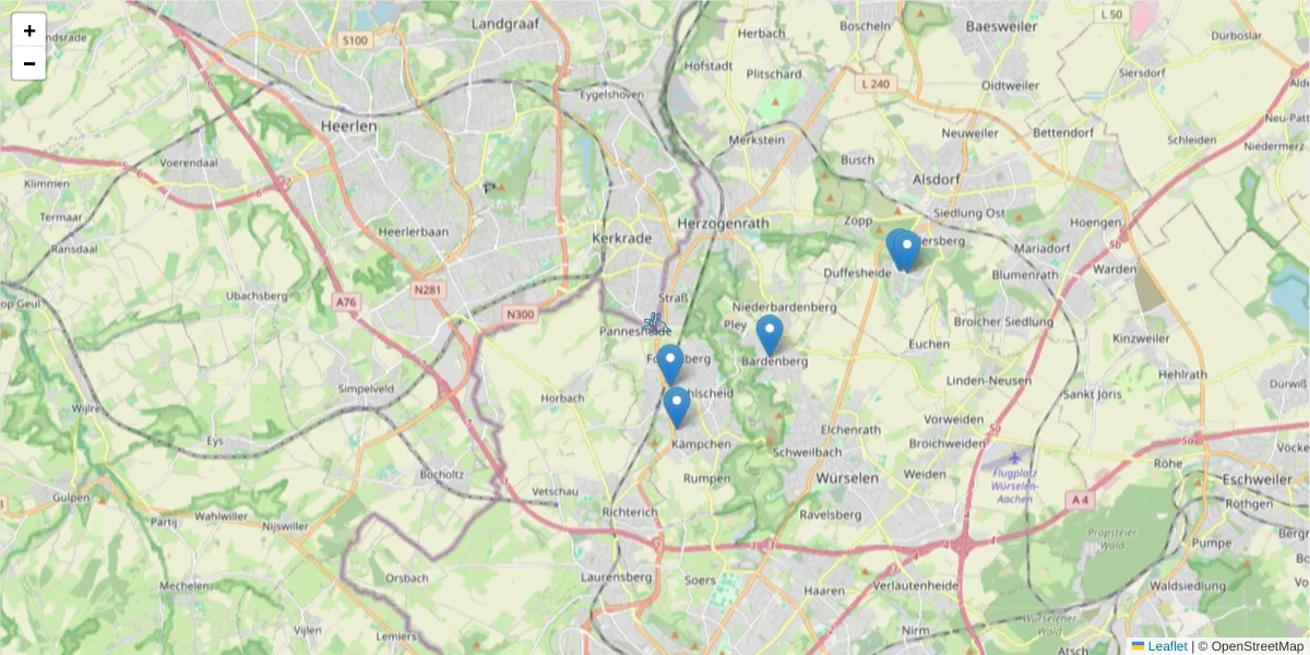 Karte des Postleitzahlen Bereichs  und der umliegenden Postleitzahlen in Deutschland