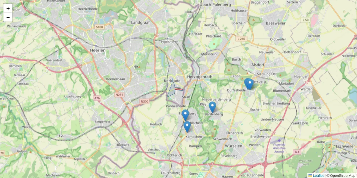 Karte des Postleitzahlen Bereichs  und der umliegenden Postleitzahlen in Deutschland