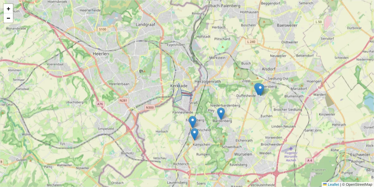 Karte des Postleitzahlen Bereichs  und der umliegenden Postleitzahlen in Deutschland