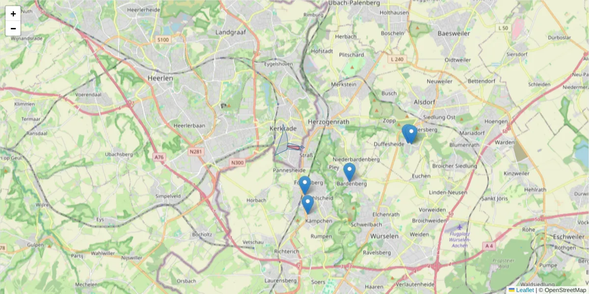Karte des Postleitzahlen Bereichs  und der umliegenden Postleitzahlen in Deutschland