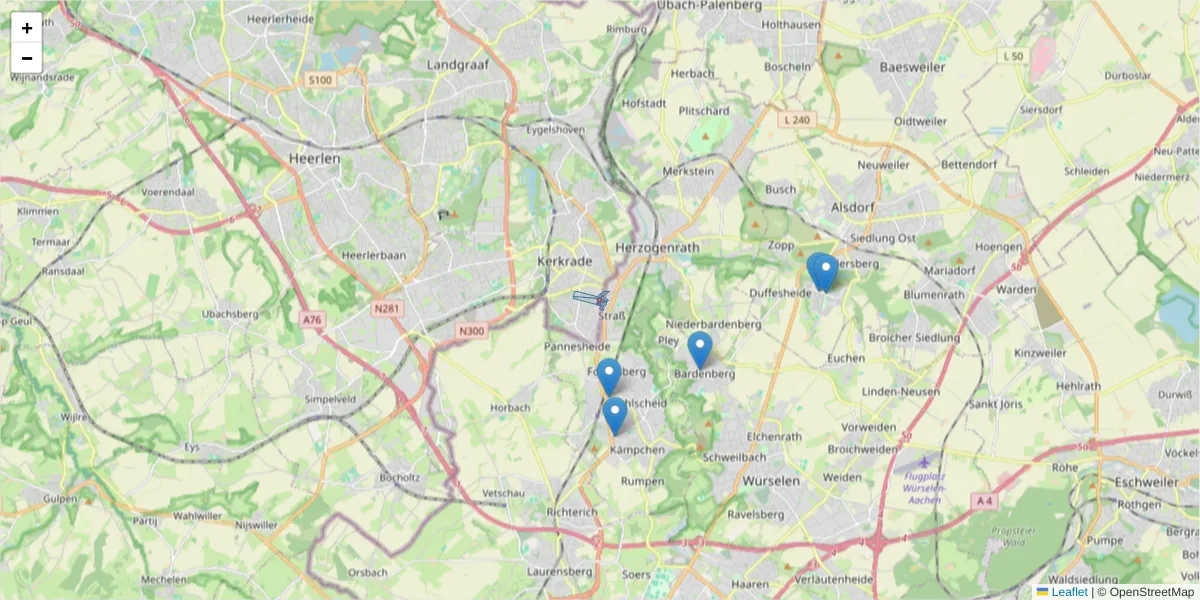 Karte des Postleitzahlen Bereichs  und der umliegenden Postleitzahlen in Deutschland