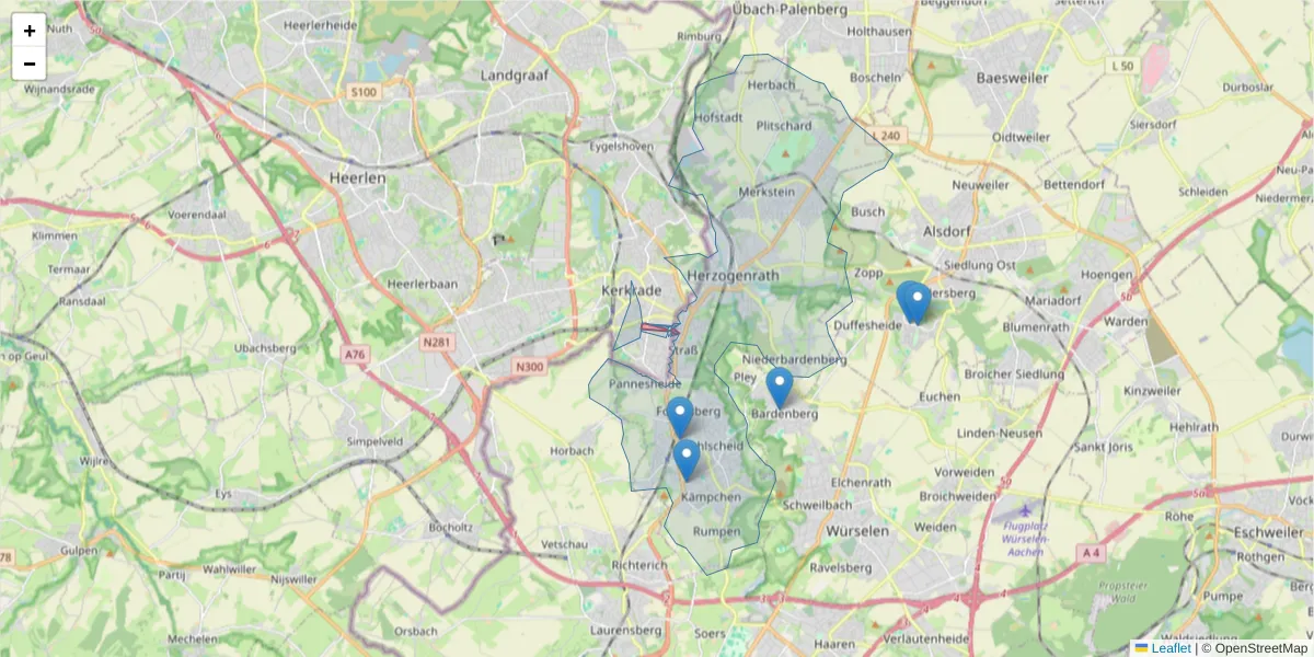 Karte des Postleitzahlen Bereichs  und der umliegenden Postleitzahlen in Deutschland