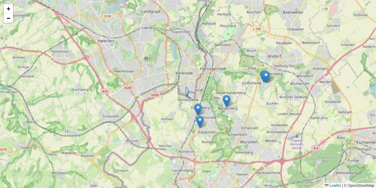 Karte des Postleitzahlen Bereichs  und der umliegenden Postleitzahlen in Deutschland