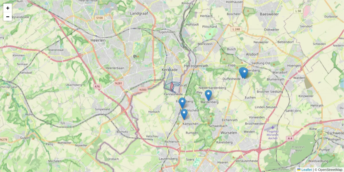 Karte des Postleitzahlen Bereichs  und der umliegenden Postleitzahlen in Deutschland